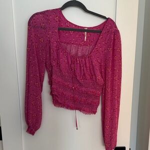 Free People Magenta Floral Blouse